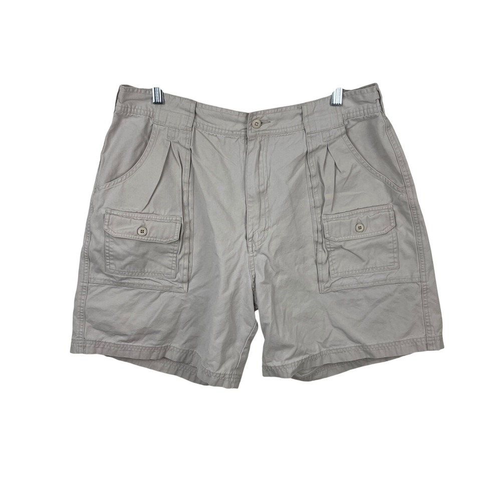 Cabelas 7-Pocket Hiker Shorts Womens‎ 18 Khaki Tan Cotton Canvas Cargo Pleated